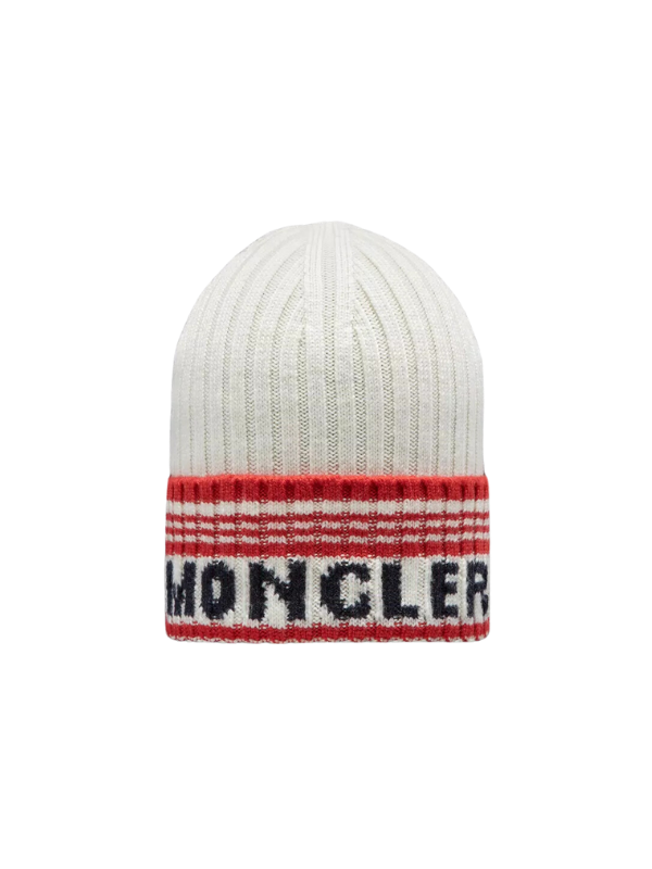 Moncler Beanie Logo White-Red