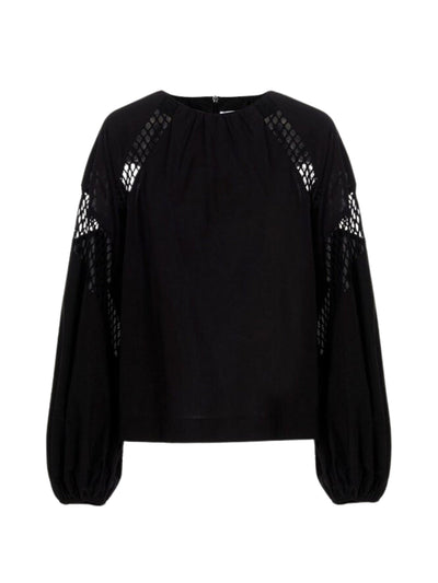 Msgm Blouse Ladies Pattern Sleeve Black