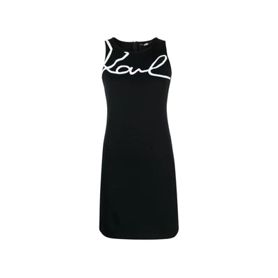 Karl Lagerfeld Dress Cut Out Signature Logo Black