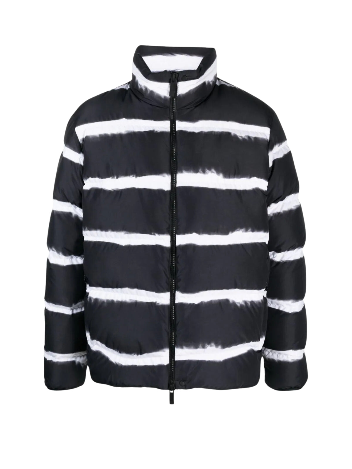 Moncler Jacket Sil Short Down Stripe Black-White