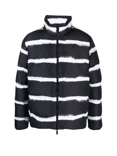 Moncler Jacket Sil Short Down Stripe Black-White