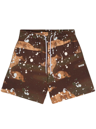 Msgm Shorts Allover Print Brown