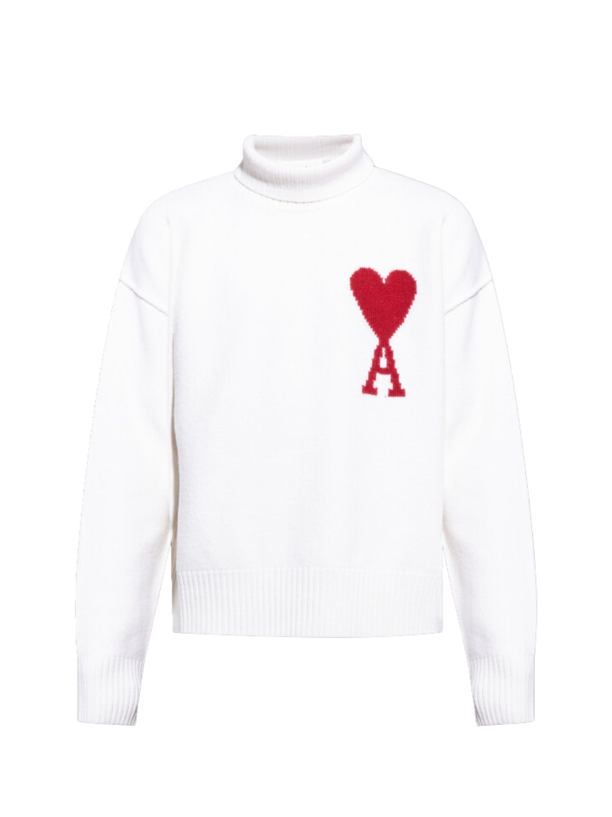 Ami  Sweater Big  Logo Poloneck White