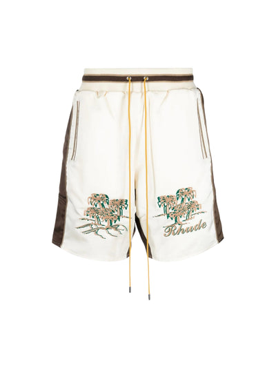Rhude Shorts Satin Souvenier Ivory-Brown