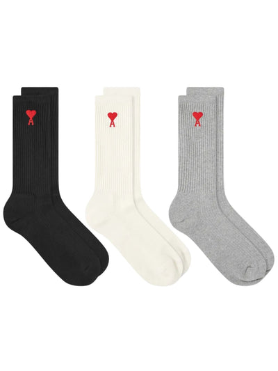 Ami Sock 3 Pack Black-Grey-White