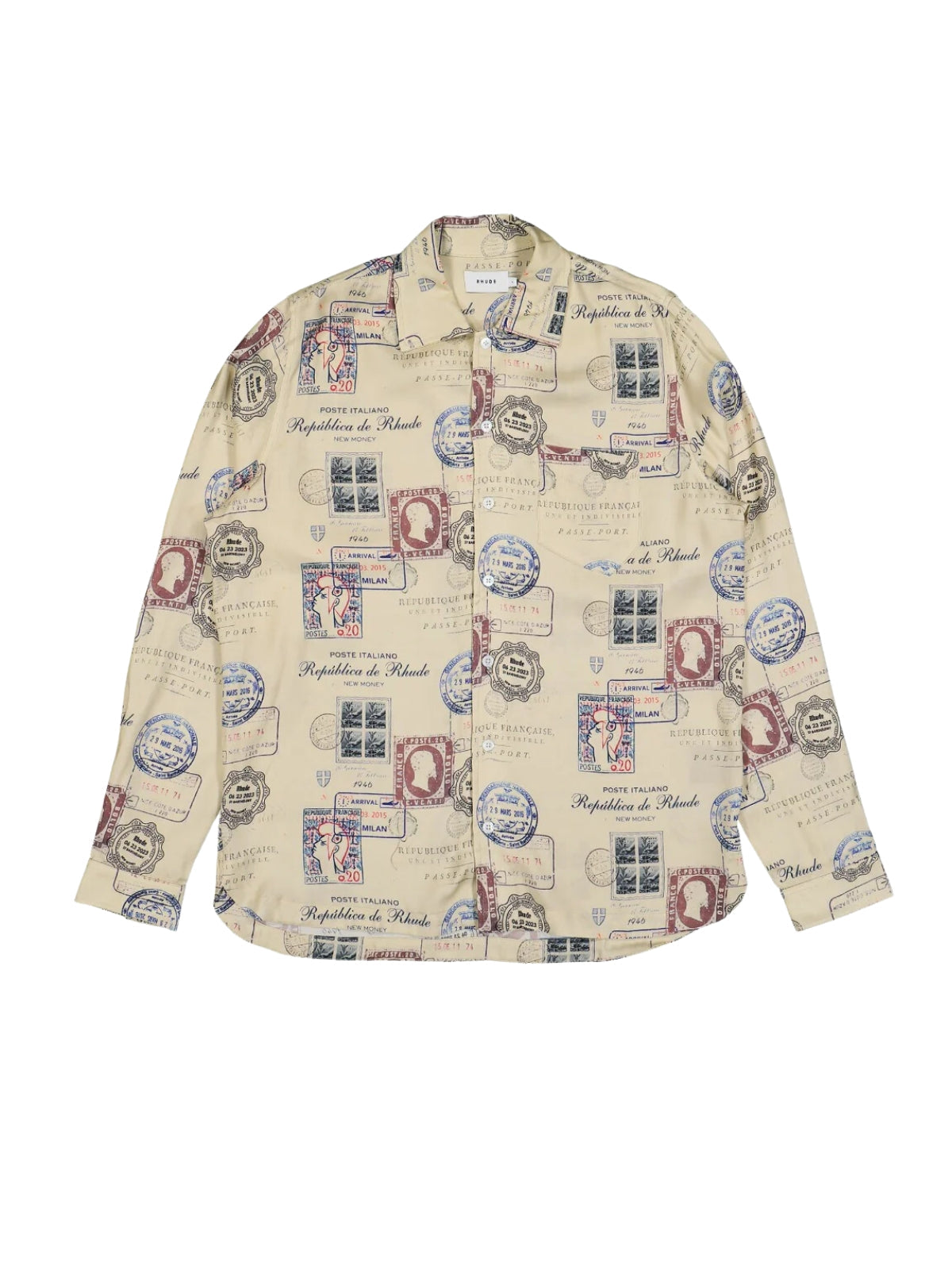 Rhude Shirt Passport Stamp Beige
