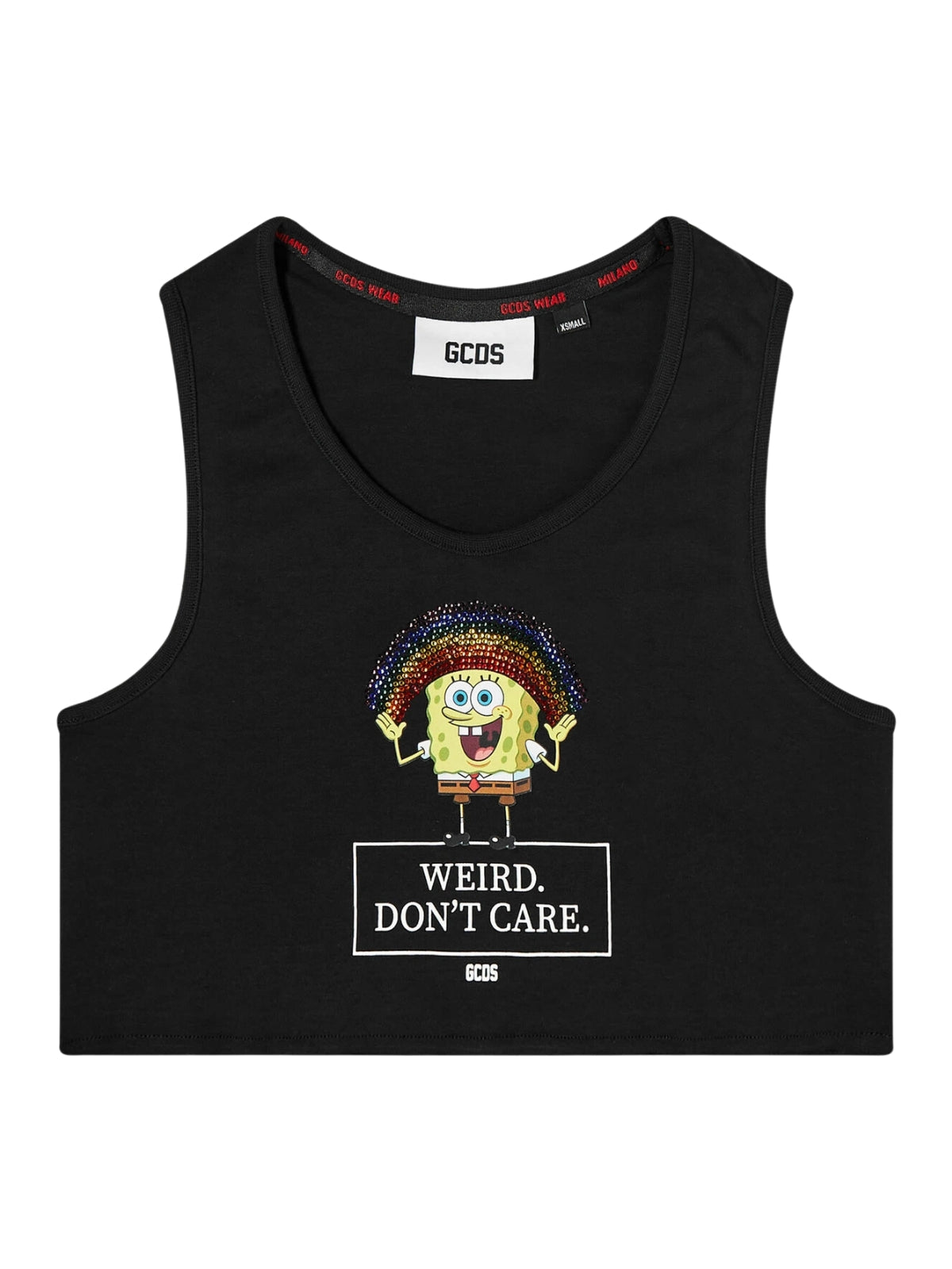 Gcds Crew Crop Top Weird Don't Care Black