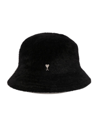 Ami Bucket Hat Fluffy Logo Black