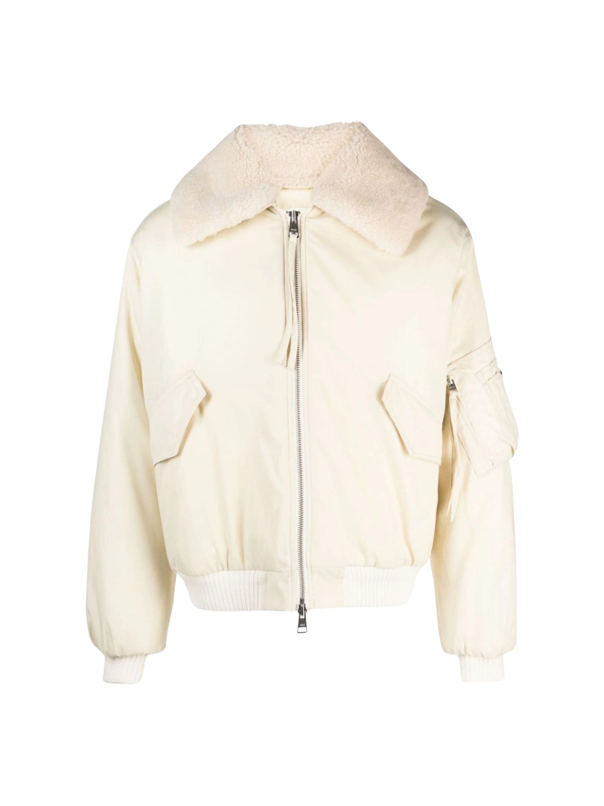 Ami Jacket Shearling-Collar Bomber Cream