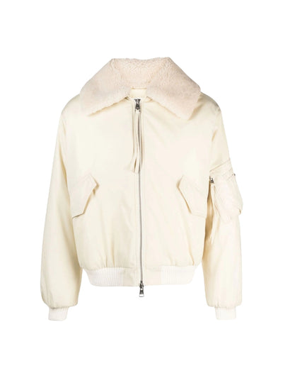 Ami Jacket Shearling-Collar Bomber Cream