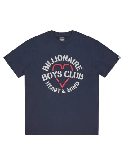 Billionaire Boys Club T-Shirt Heart & Mind Stencil Logo Navy