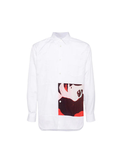 Comme Des Garcons Shirt Graphic Print Left White
