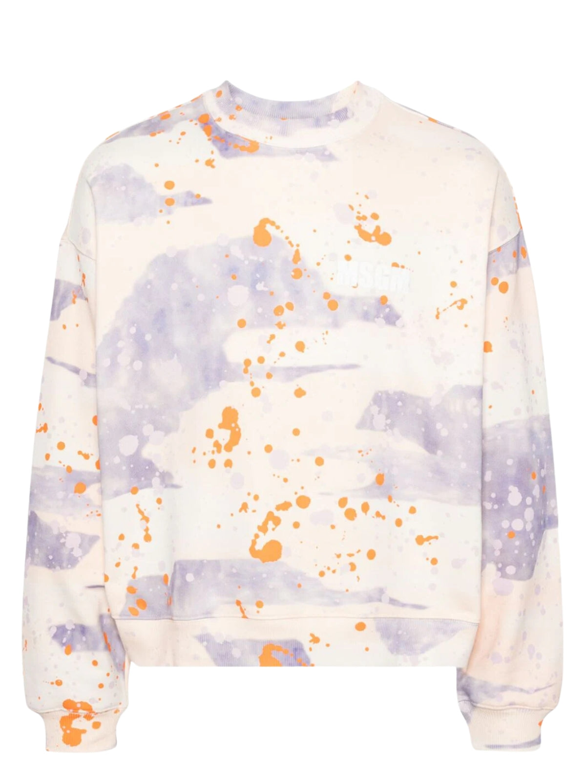 Msgm Sweater Allover Print Logo Lilac-Cream