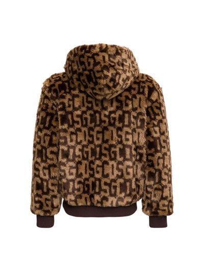 Gcds Jacket Fur Logo Brown