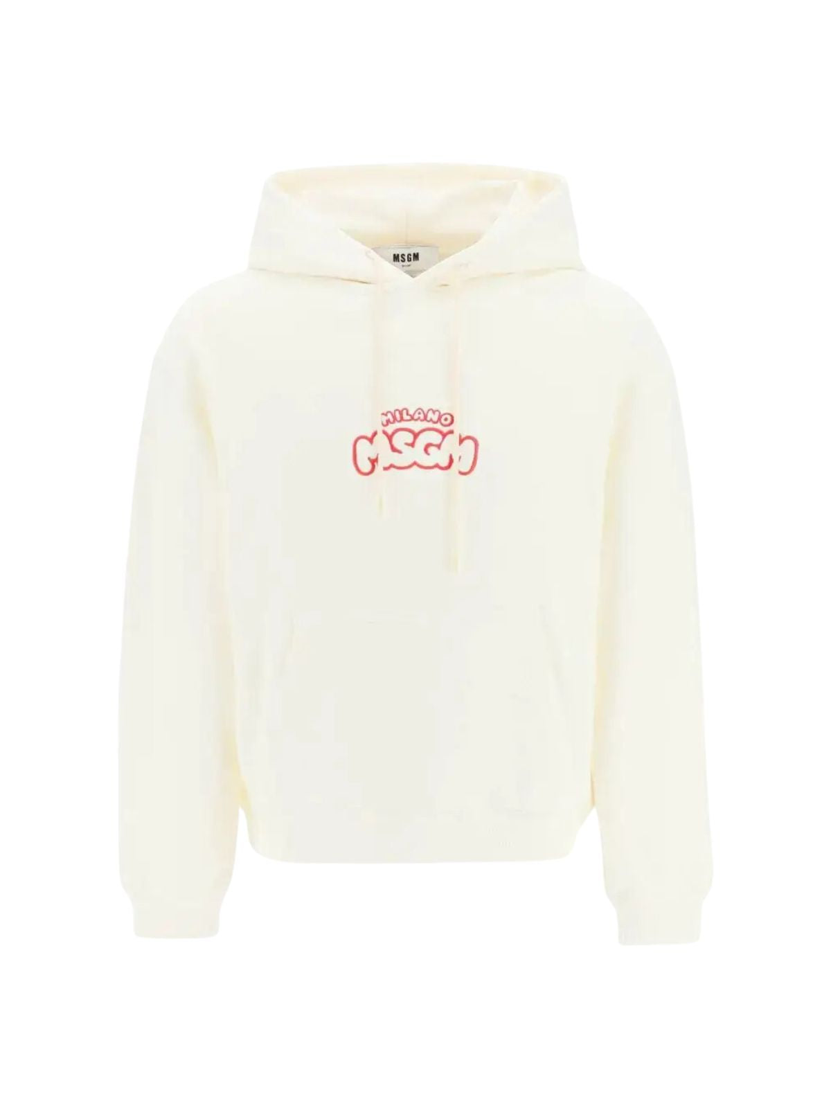 Msgm Hoodie Felpa Logo Milano Red-Off White