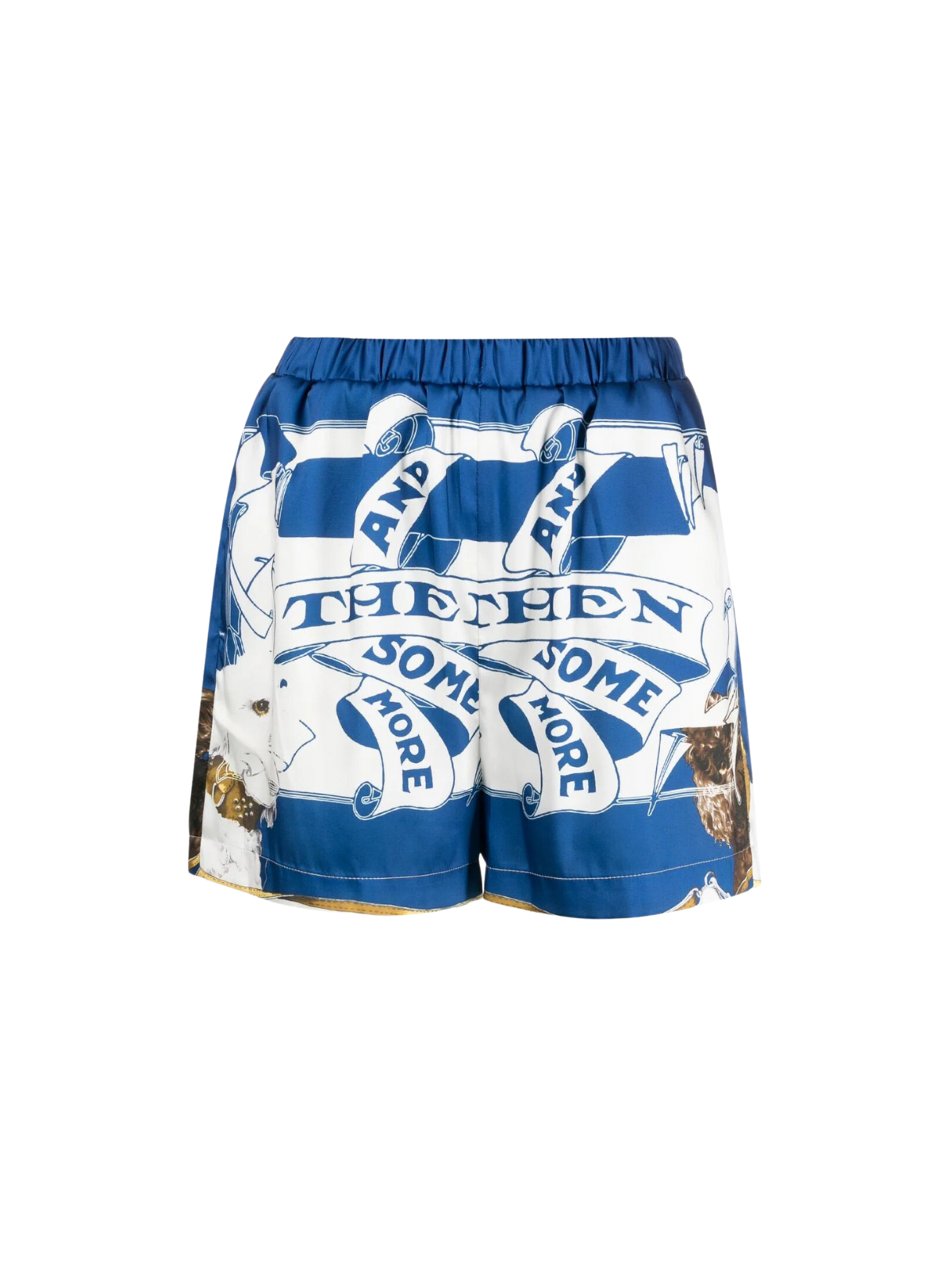 Msgm Shorts Allover Print Blue-White-Brown