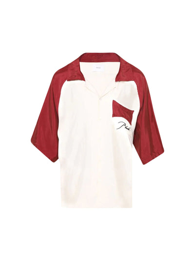 Rhude Golfer Raglan Poplin Button Up Maroon-Cream