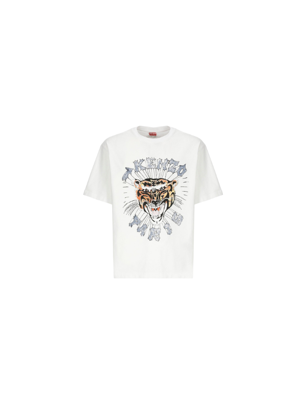 Kenzo T-Shirt Drawn Varsity Tiger Off-White