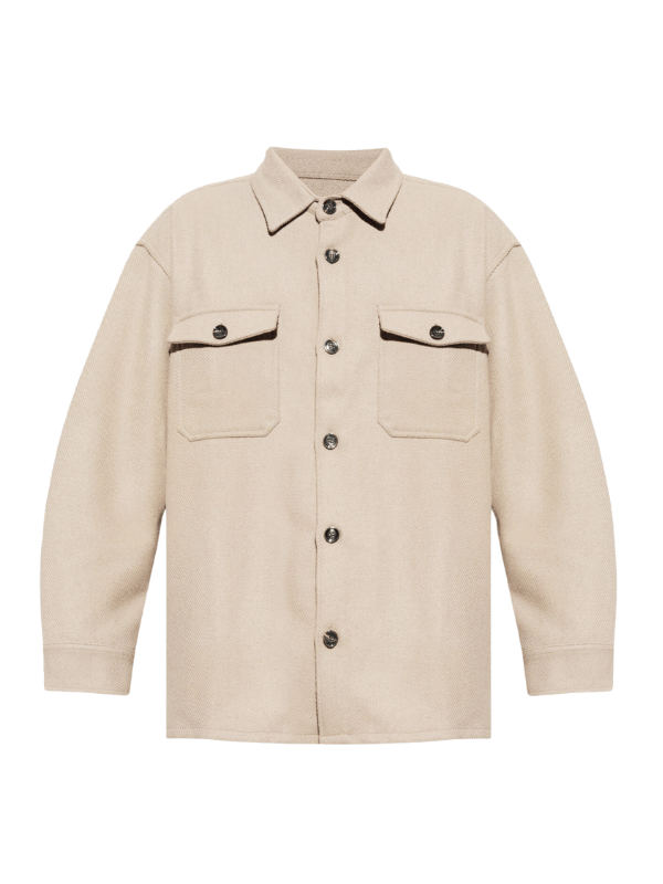 Ami Shirt Spread Collar Wool Blend Off-White