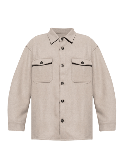 Ami Shirt Spread Collar Wool Blend Beige