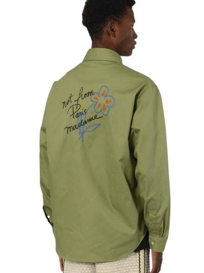 Drole De Monsieur Shirt Pocket Slogan Light Khaki