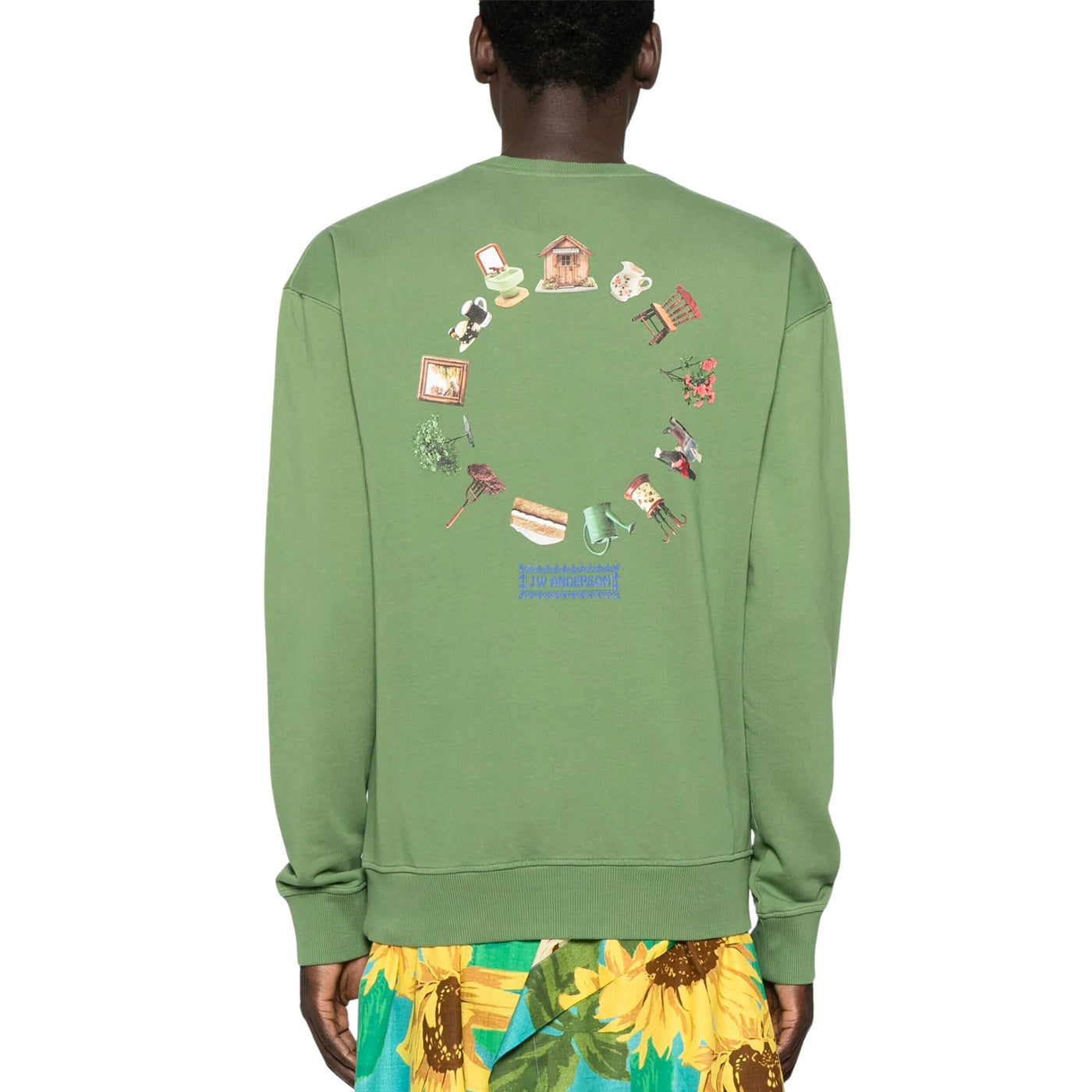 Jw Anderson Sweater Anchor Embroidery Back Print Forest Green