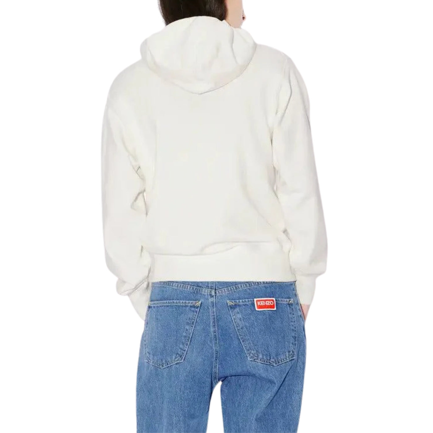 Kenzo Hoodie Drawn Flowers Embroidered White