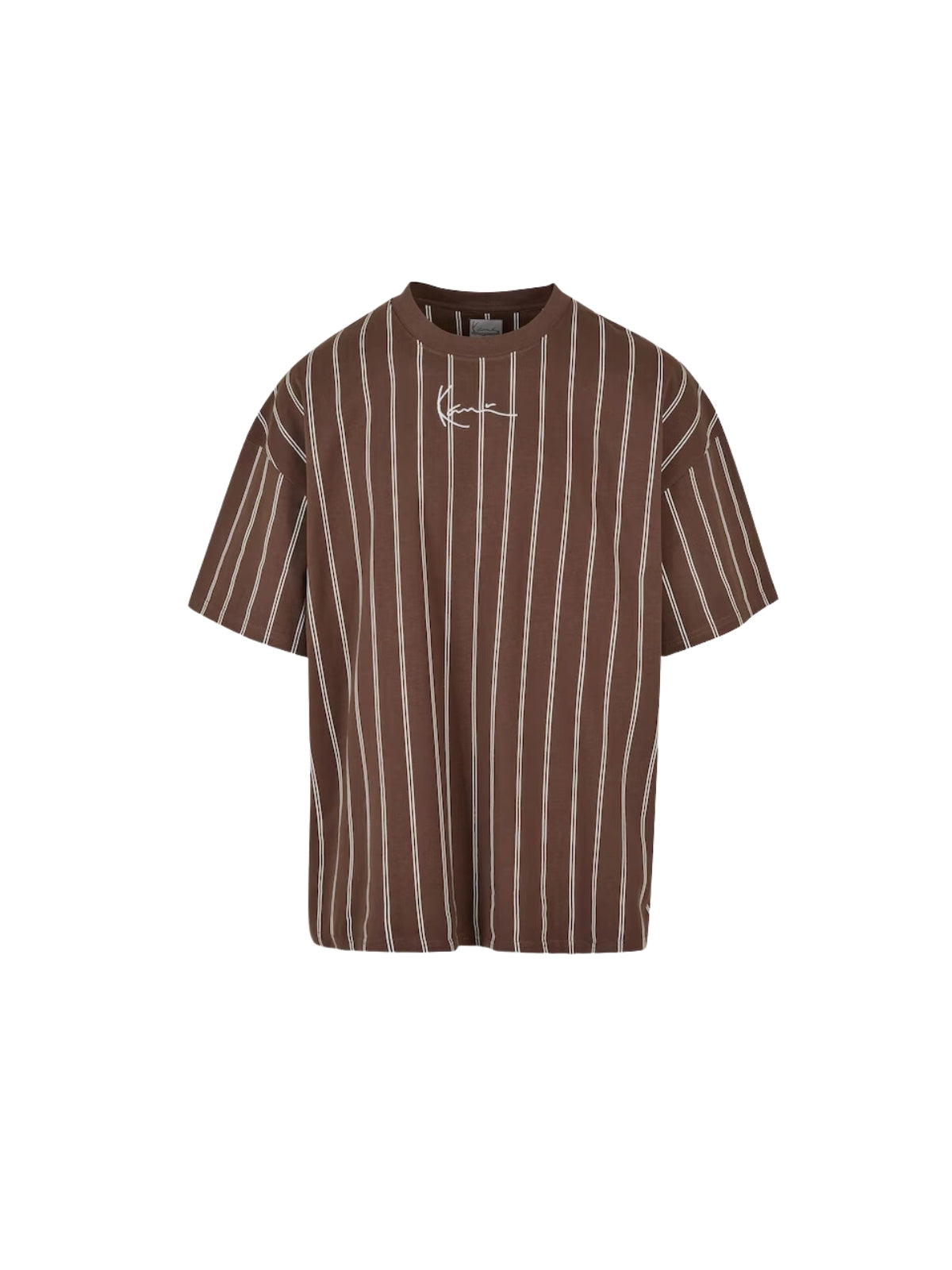 Karl Kani T-Shirt Striped Logo Brown-Light Blue