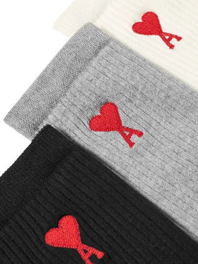 Ami Sock 3 Pack Black-Grey-White