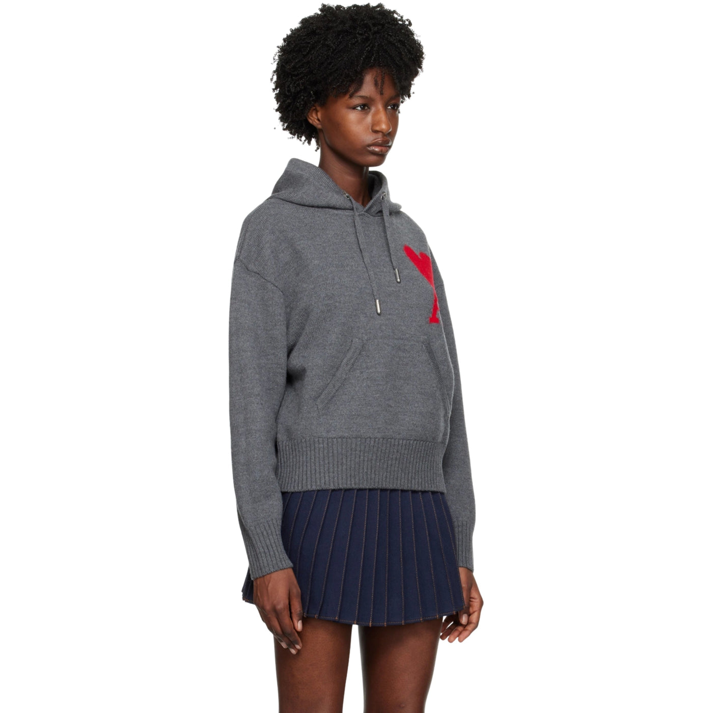 Ami Hoodie Logo Red-Grey