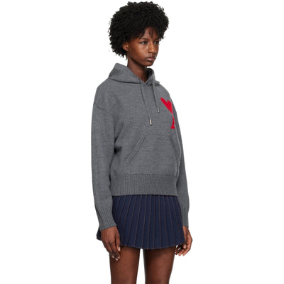 Ami Hoodie Logo Red-Grey