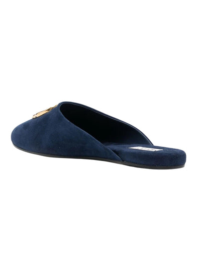 Bally Slide Suede Logo Gold-Blue