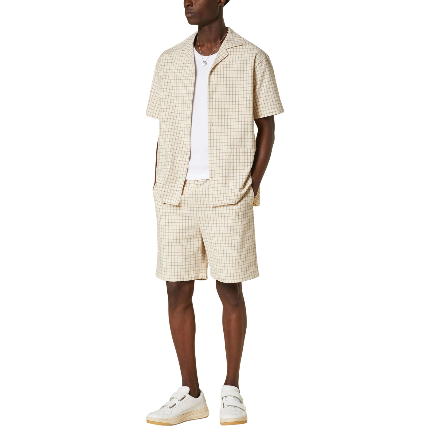 Drole De Monsieur Shirt Checkered Beige