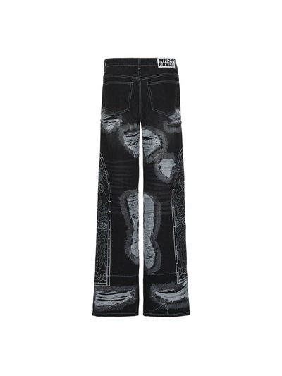 Who Decides War Jeans Darning Side Embroidery Coal