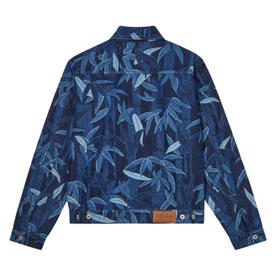 Kenzo Jacket Allover Leaves Print Blue