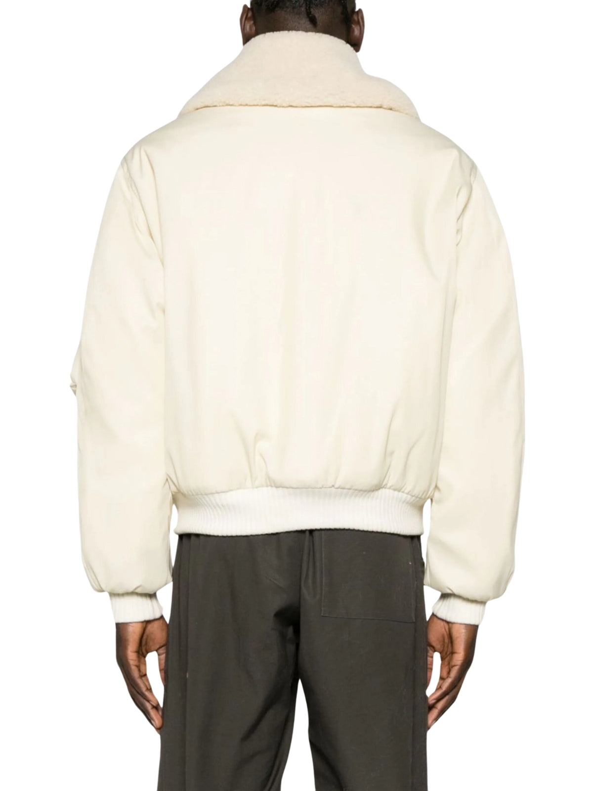 Ami Jacket Shearling-Collar Bomber Cream