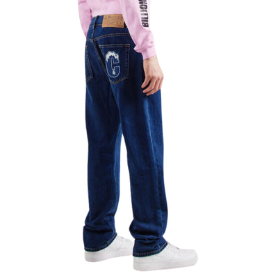 Ice-Cream Jeans Rhinestone Running Dog Indigo