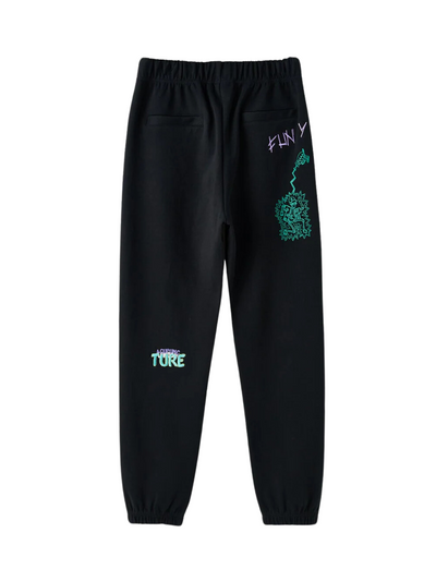 Acupuncture Track Pants Dancing Skull Black