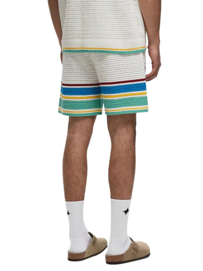 Casablanca Shorts Crochet Effect Tennis White-Blue Multi