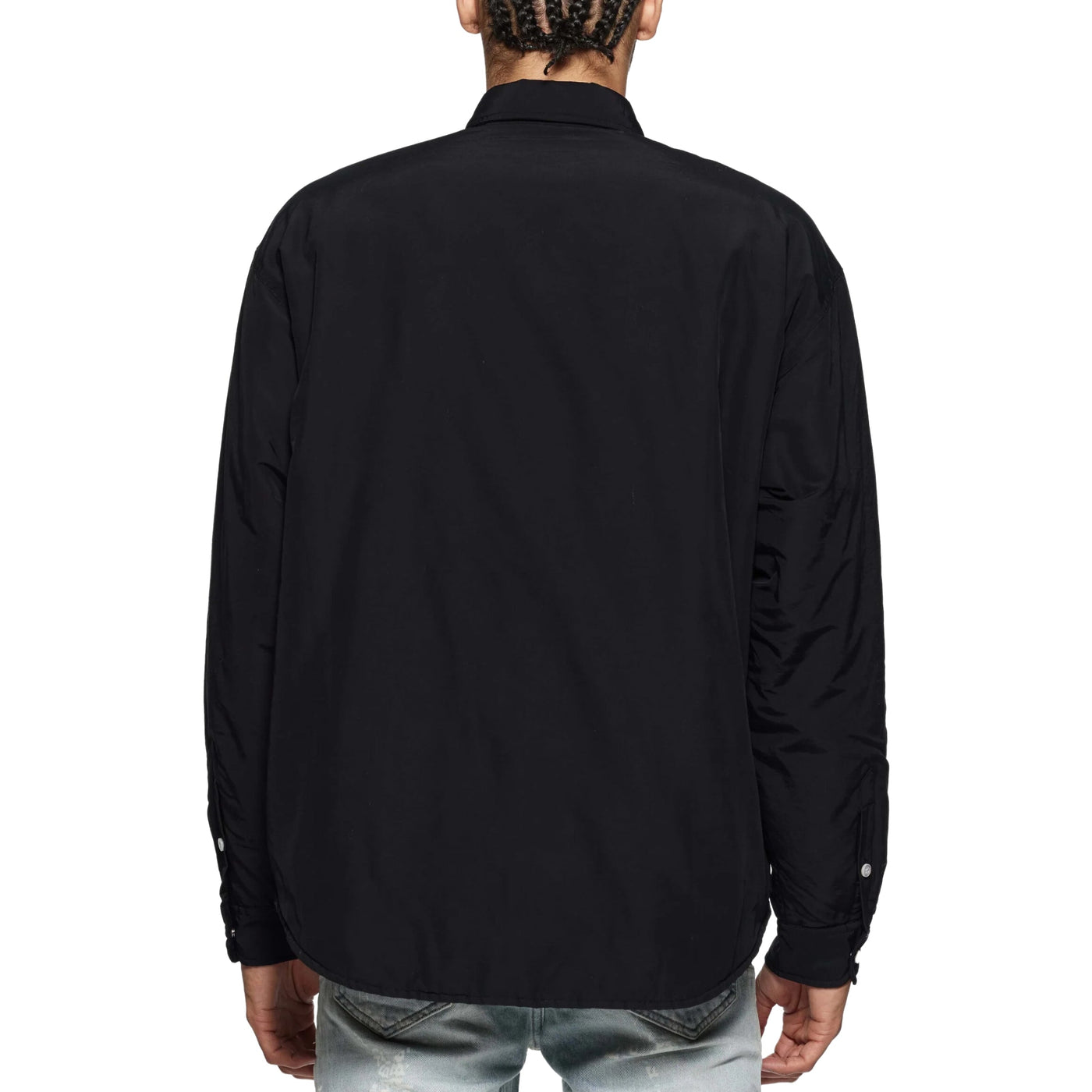 Purple Shirt Button Up Patch Black