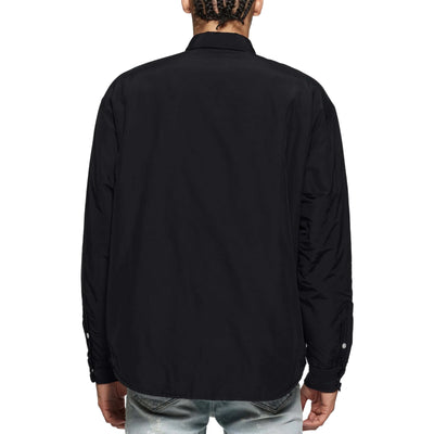 Purple Shirt Button Up Patch Black