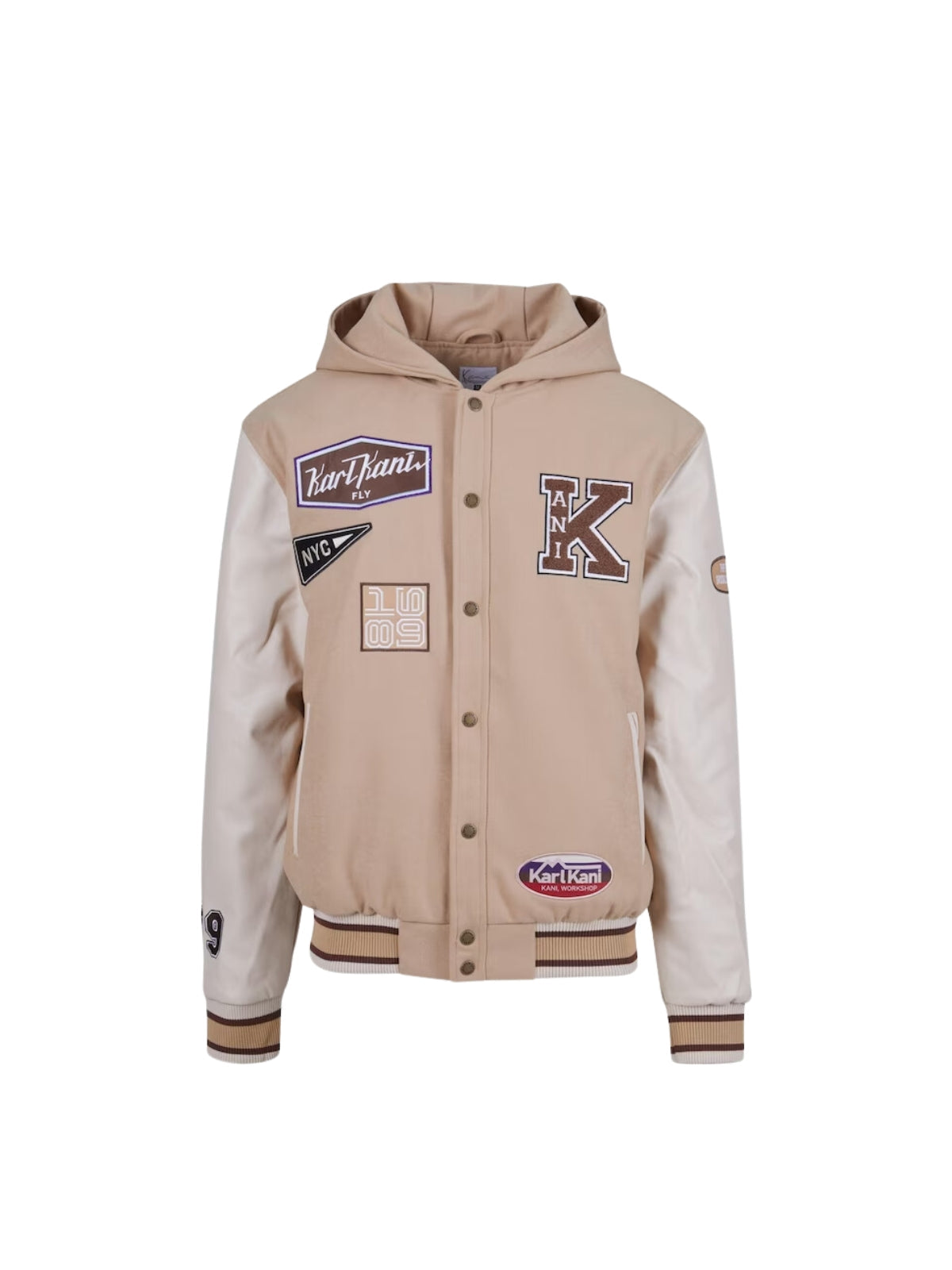 Karl Kani Jacket College Hooded Block Sand-Off-White