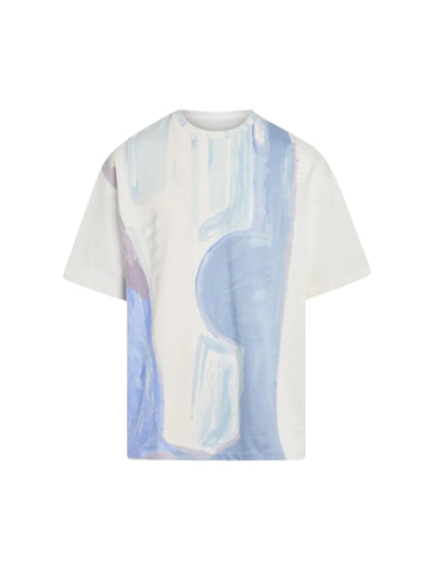 Jil Sander T-Shirt Liquid Print White-Blue
