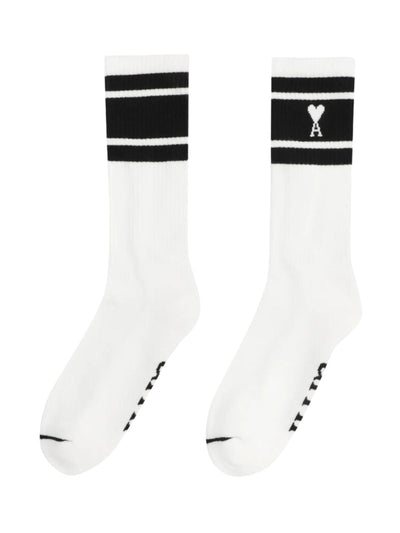 Ami Socks Striped Logo Black