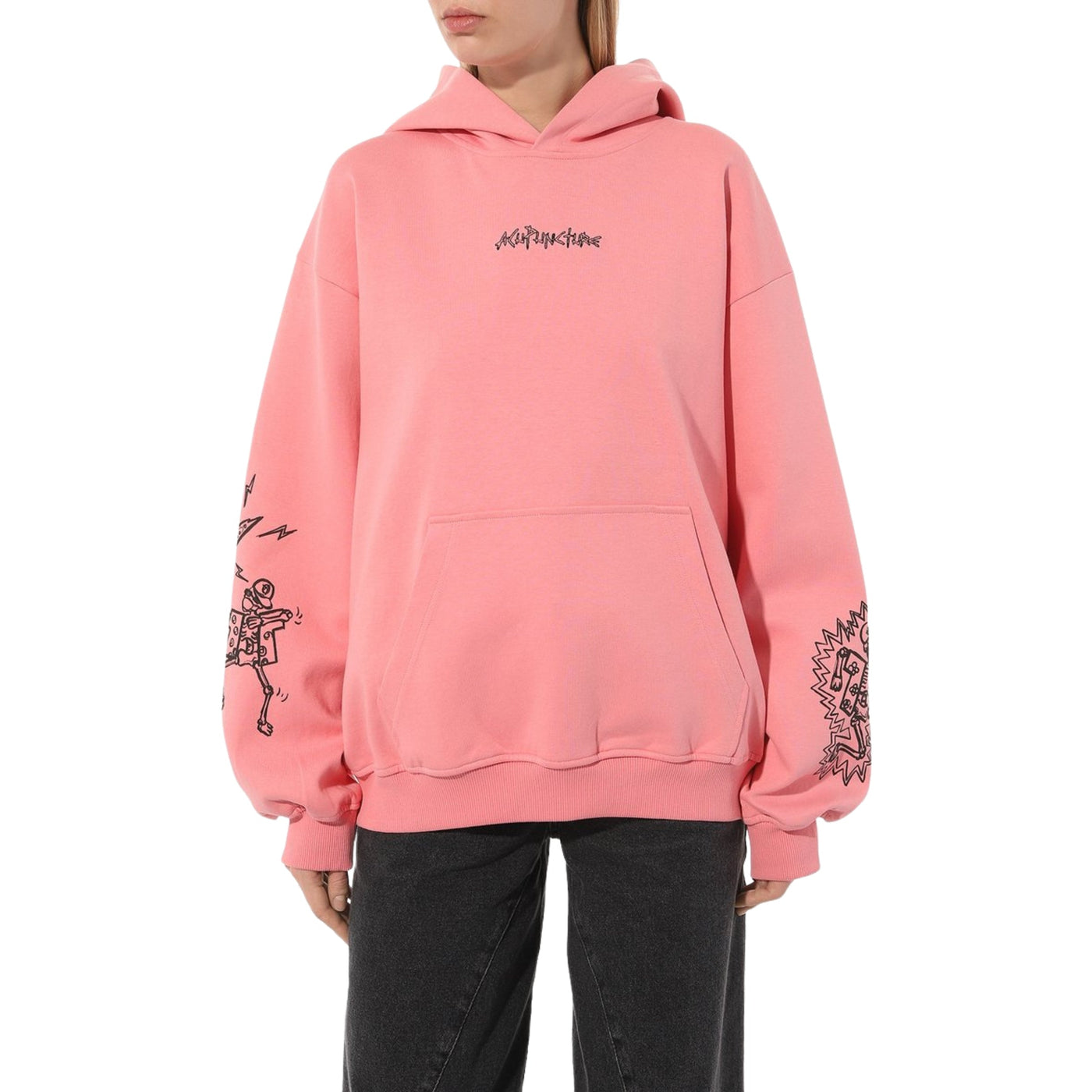 Acupuncture Hoodie Dancing Skull Pink