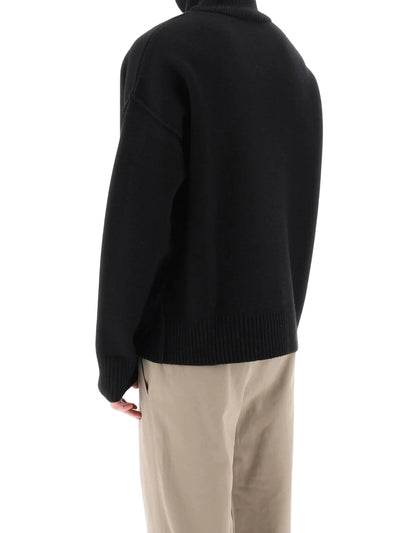 Ami Sweater Polo Neck Logo Red-Black