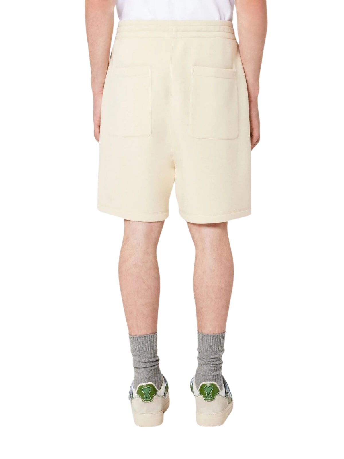 Ami Short Logo Wool Canvas Cream