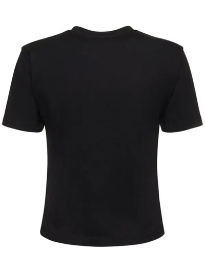Msgm T-Shirt Ladies Diamante Logo Black