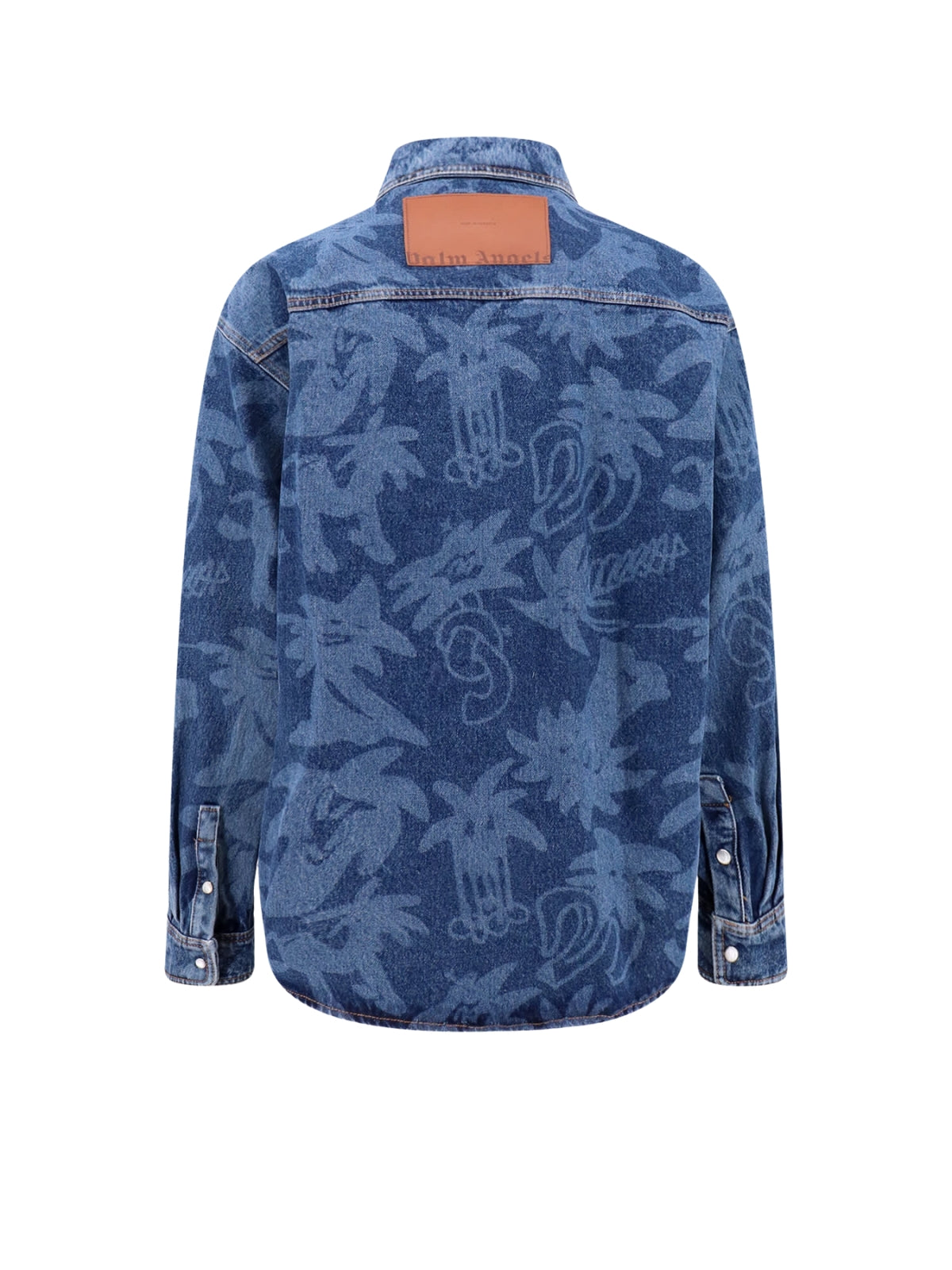 Palm Angels Shirt Allover Logo Denim Blue