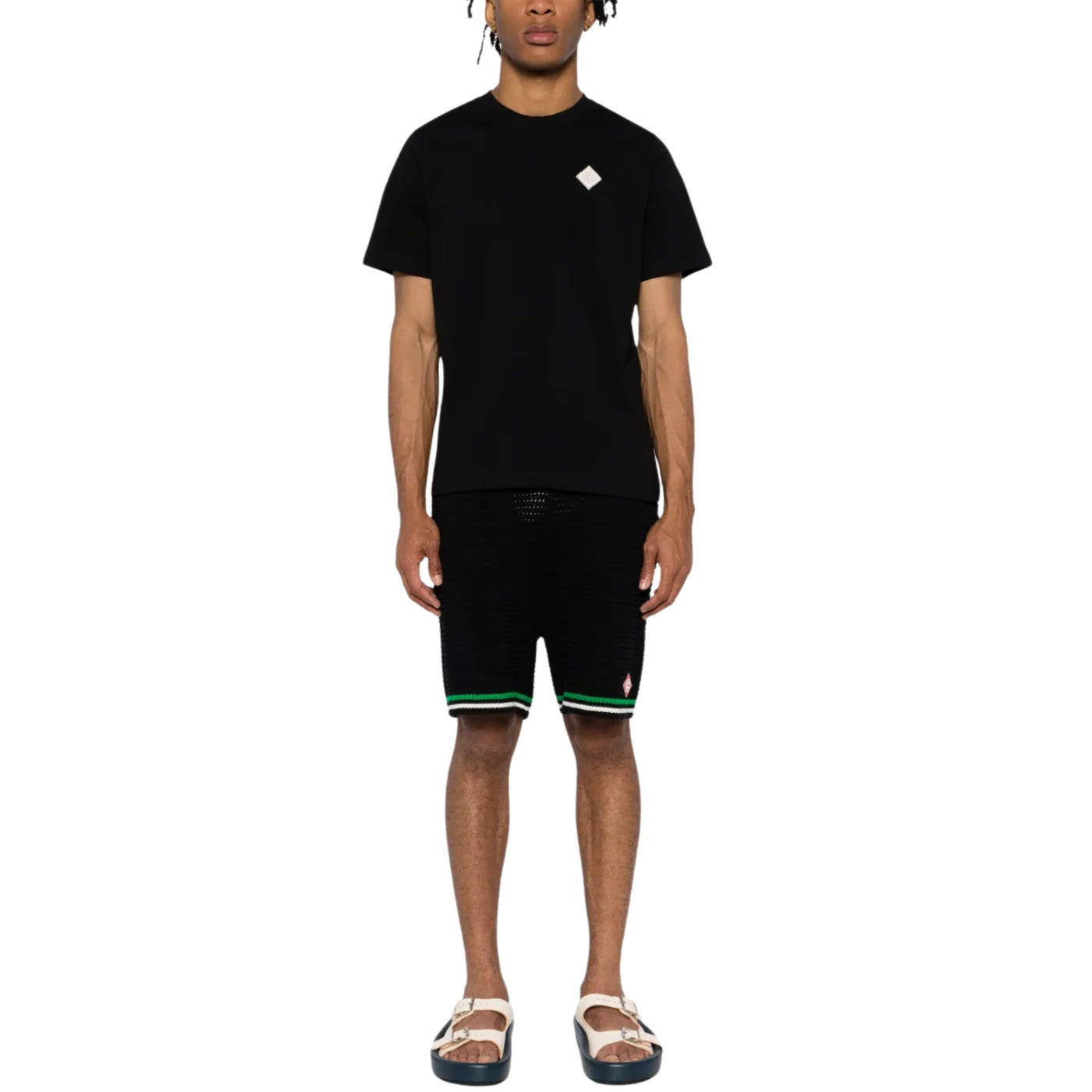 Casablanca T-Shirt Pearl Diamond Patch Black